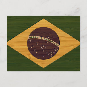Bamboe look & gegraveerd Braziliaanse vlag Briefkaart