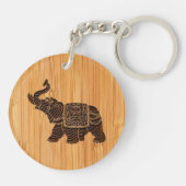 Bamboe look & gegraveerd Retro Thai Elephant Sleutelhanger (Achterkant)