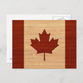 Bamboe look & gegraveerd  vlag van Canada Briefkaart (Voorkant / Achterkant)