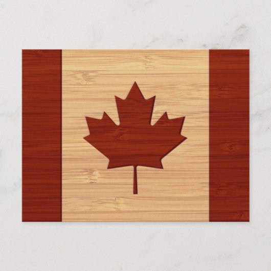 Bamboe look & gegraveerd  vlag van Canada Briefkaart (Voorkant)