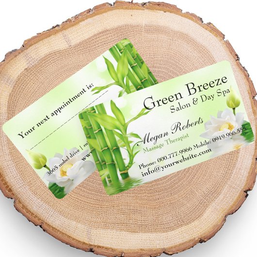 Bamboe Lotus Reiki Spa Huidverzorging Massagesalon Afsprakenkaartje
