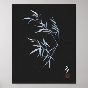 Bamboe Maan Cirkel Aquarel Kunst Poster