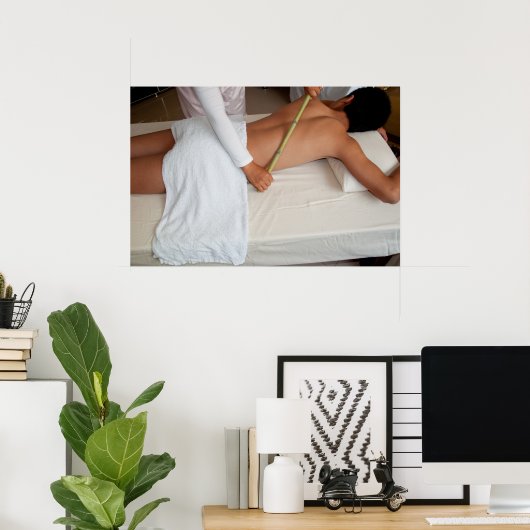 Bamboe massage op de ribben poster (Thuiskantoor)