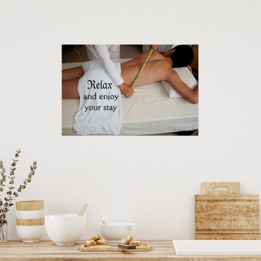Bamboe massage op ribben poster (Keuken)