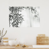 Bamboe met Aziatische wasstijl (sumi-e) Poster (Keuken)