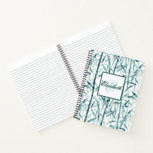 Bamboe, monogram, gepersonaliseerd, notitieboek