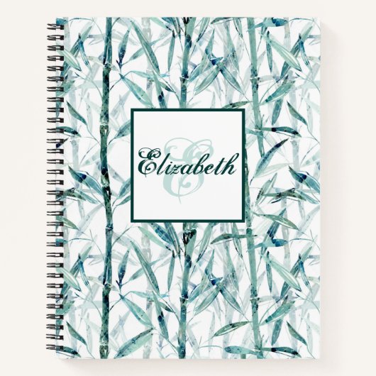 Bamboe, monogram, gepersonaliseerd, notitieboek (Voorkant)