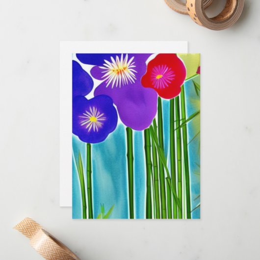 Bamboe Note-kaarten Notitiekaartje (Voorkant / Achterkant in situ)