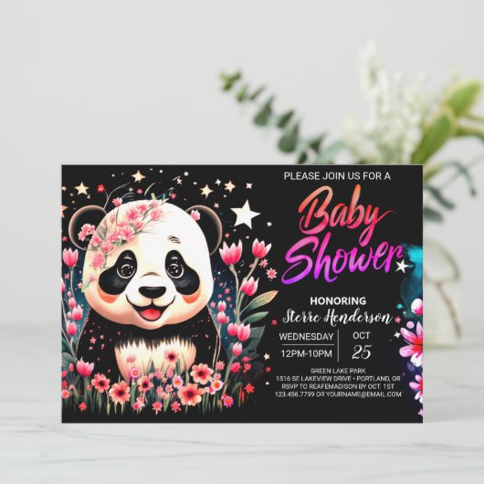Bamboe Oerwoud betoverde Panda Meisje Baby shower Kaart (Staand voorkant)
