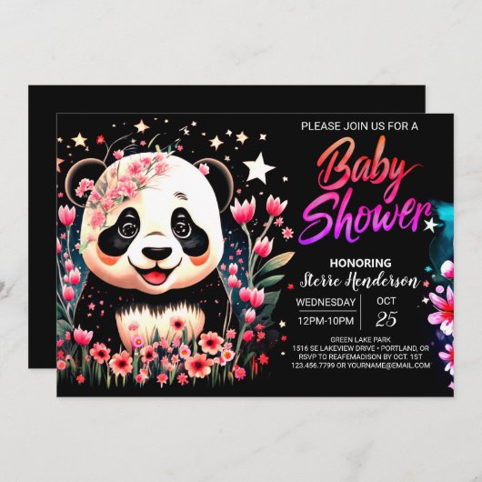 Bamboe Oerwoud betoverde Panda Meisje Baby shower Kaart (Voorkant / Achterkant)