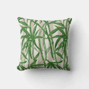 Bamboe Oerwoud Hawaiian Stripe - Groen en Taupe Buitenkussen
