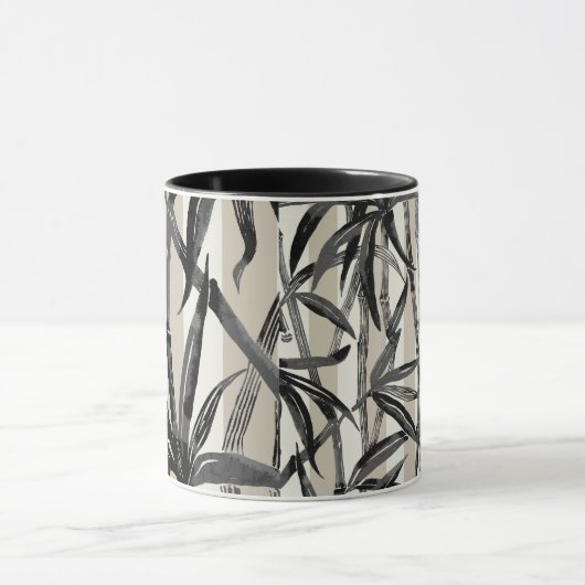 Bamboe Oerwoud Hawaiian Stripe - Zwart en Taupe Mok (Midden)