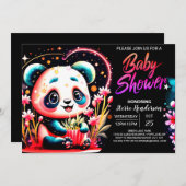 Bamboe Oerwoud Sweet Panda Meisje Baby shower Kaart (Voorkant / Achterkant)