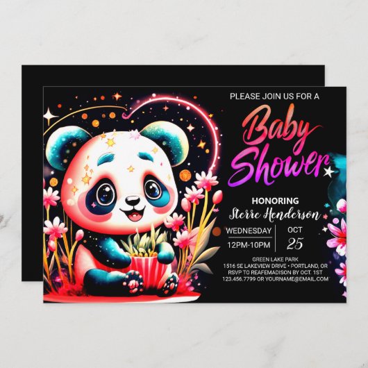 Bamboe Oerwoud Sweet Panda Meisje Baby shower Kaart (Voorkant / Achterkant)