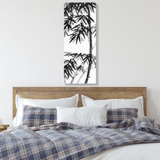 Bamboe - olijfgroen - bw canvas afdruk (Insitu (Slaapkamer))