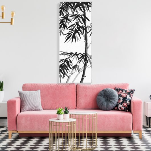 Bamboe - olijfgroen - bw canvas afdruk (Insitu (Woonkamer))