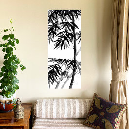 Bamboe - olijfgroen - bw canvas afdruk