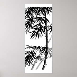 Bamboe - olijfgroen - bw poster