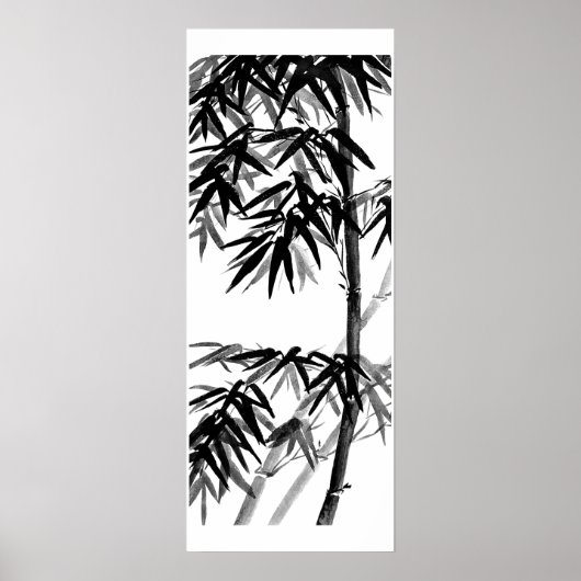 Bamboe - olijfgroen - bw poster (Voorkant)