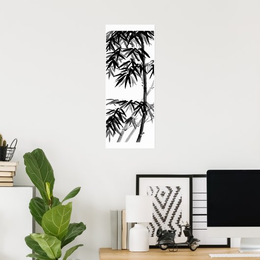Bamboe - olijfgroen - bw poster (Thuiskantoor)