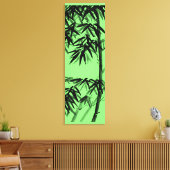 Bamboe - olijfgroen - zwart-wit canvas afdruk (Insitu (Woonkamer))