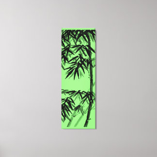 Bamboe - olijfgroen - zwart-wit canvas afdruk