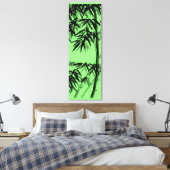 Bamboe - olijfgroen - zwart-wit canvas afdruk (Insitu (Slaapkamer))