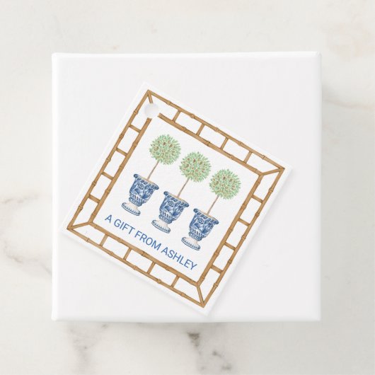 Bamboe & Olive Topiary Crest | Monogram Bedankjes Labels (In situ)