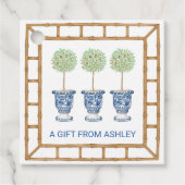 Bamboe & Olive Topiary Crest | Monogram Bedankjes Labels (Voorkant)