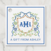 Bamboe & Olive Topiary Crest | Monogram Bedankjes Labels (Voorkant)