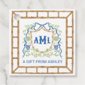 Bamboe & Olive Topiary Crest | Monogram Bedankjes Labels (Voorkant)