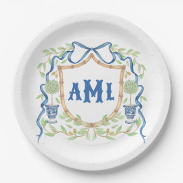 Bamboe & Olive Topiary Crest | Monogram Papieren Bordje