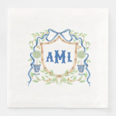 Bamboe & Olive Topiary Crest | Monogram Servet (Voorkant)