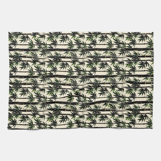 Bamboe op beige theedoek (Horizontaal)