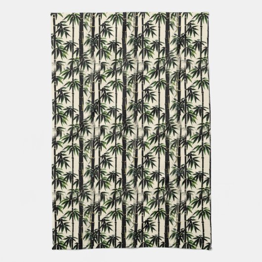 Bamboe op beige theedoek (Verticaal)