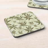 Bamboe op beige vellen - naadloos oppervlaktepatro bier onderzetter (Linkerzijde)