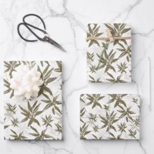 Bamboe op witte vellen - naadloos oppervlaktepatro