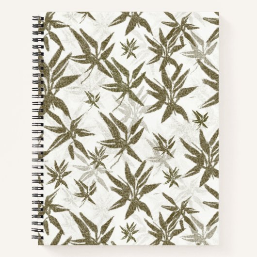 Bamboe op witte vellen - naadloos oppervlaktepatro notitieboek (Voorkant)
