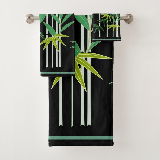 Bamboe op zwart bad handdoek (Insitu)