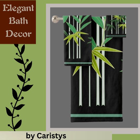 Bamboe op zwart bad handdoek