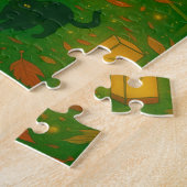 Bamboe pad met kimono meisje en kat legpuzzel (Zijkant)