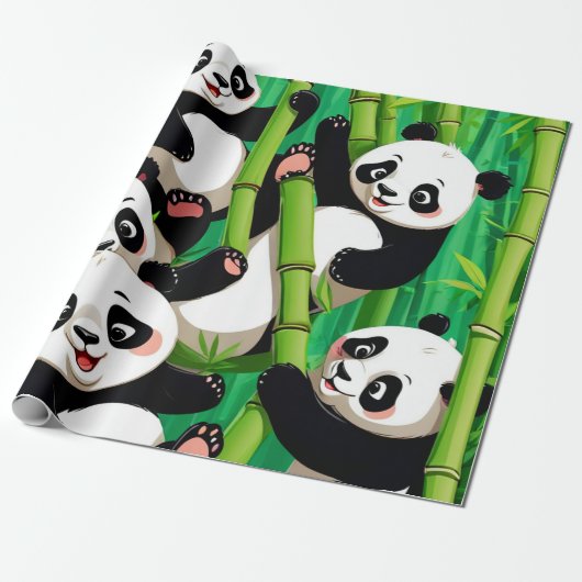 Bamboe Panda Cadeaupapier (Uitgerold)