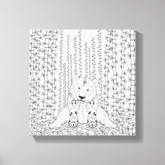 Bamboe Panda Doodle 6 Canvas Afdruk (Voorkant)