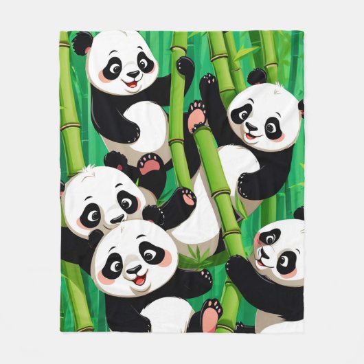 Bamboe Panda Fleece Deken (Voorkant)