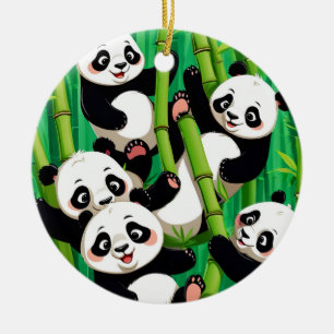 Bamboe Panda Keramisch Ornament