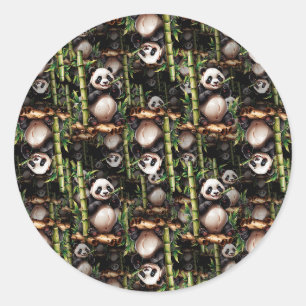Bamboe Panda Patroon Ontwerp Ronde Sticker