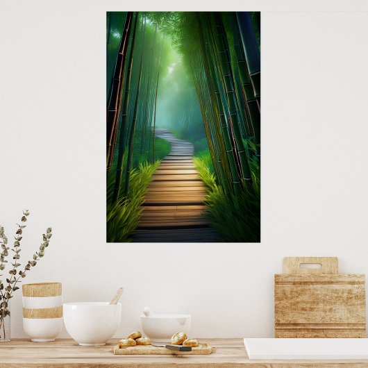 Bamboe passage, een prachtig houten pad poster (Keuken)