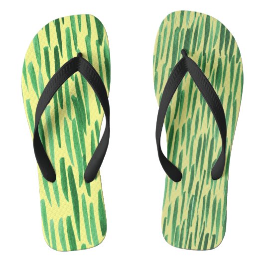 Bamboe Patroon Jungle Vibe Groene Strepen Teenslippers (Voetbed)