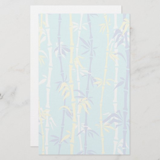 Bamboe patroon turquoise, blauw, geel op maat briefpapier (Voorkant / Achterkant)