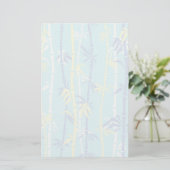 Bamboe patroon turquoise, blauw, geel op maat briefpapier (Staand voorkant)